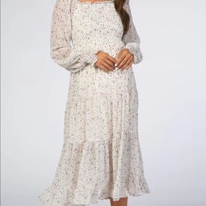 Pink blush maternity smocked dress